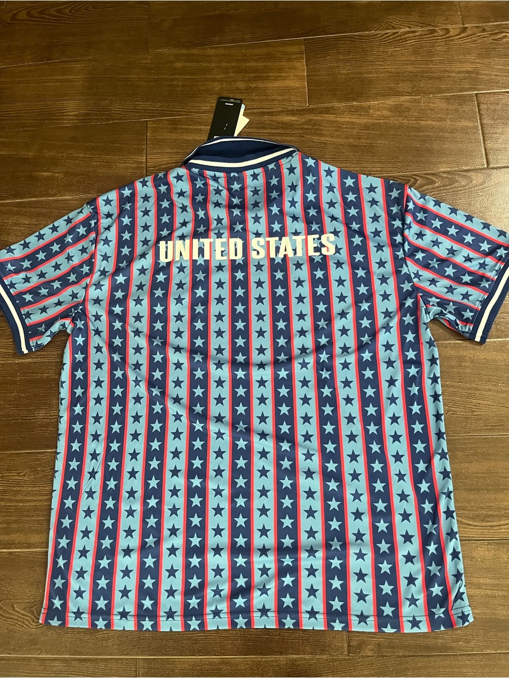 Umbro Men’s USA Star Stripe Polo Shirt - Blue / Light Blue / Red - Picture 2 of 5
